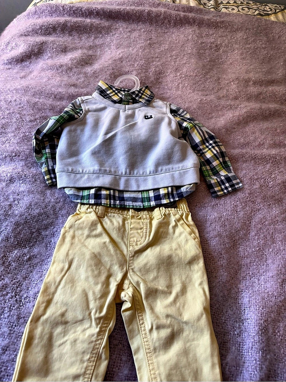 Crown & Ivy Baby Plaid Top & Pants Baby 3-6M Like New